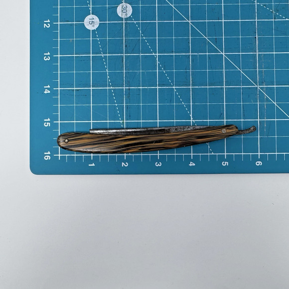 Vintage J.A. Henckels Twin Works Straight Razor Solingen Germany Wood Grain Hand - Picture 11 of 11